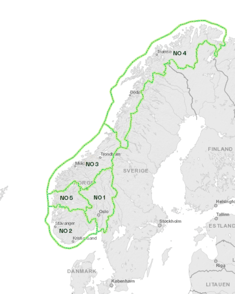 Prisområder for strøm i Norge